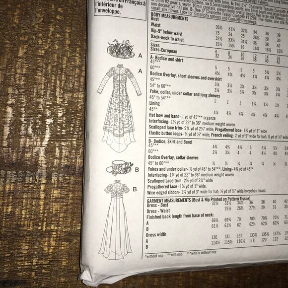 Simplicity Sewing Pattern 9716 Edwardian 1910s Bridal Gown Wedding Dress UNCUT - Picture 3 of 3